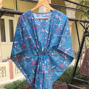 Beautiful Cotton kaftan Indian Long Kaftan Dress,Hippie Style Maxi,Women&#39;s rainforest Printed Kaftan,Party Wear Dress Indian Tunic.