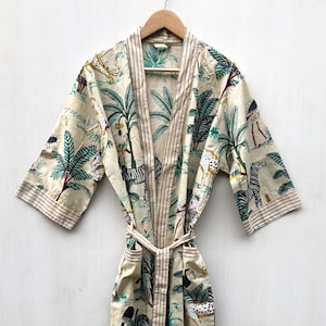Jungle print Kimono Cotton kimono Robes,Soft and comfortable Bath robes, wrap dress, House Coat Robe light weight Gift for Her