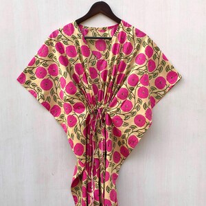 Cotton Kaftan Indian Floral Kaftan Long Caftan Dress For to be Moms Beach Cover up Sleepwear Indian Kaftan  Dress Bikini Cover Up Caftan