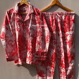 Floral Cotton Pajama Set: Hand Block Print Indian Night Suit