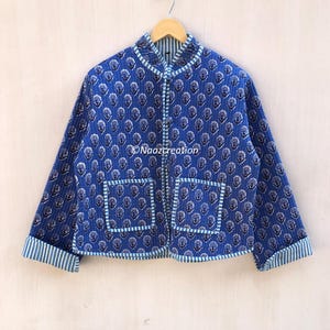 Handmade Block Print Cotton Quilted Jacket: Boho Kimono