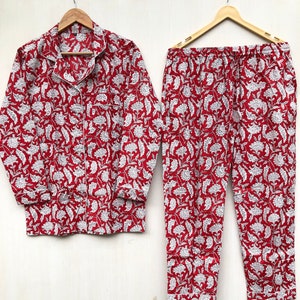 Floral Cotton Pajama Set: Indian Handmade Night Suit