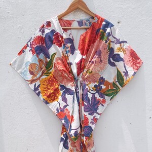 Cotton Kaftan, Indian Floral Kaftan, Long Caftan,Dress For to be Moms, Beach Cover up, Sleepwear Indian Kaftan Maxi Dress Bikini Cover Up