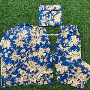 Floral Print Cotton Pajama Set: Indian Night Suit