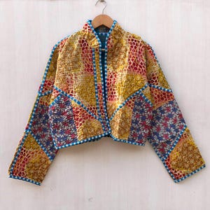 Handmade Reversible Kantha Quilt Jacket: Bohemian Hippie Coat