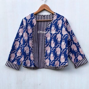 Handmade Quilted Kimono Jacket: Women&#39;s Boho Block Print Coat