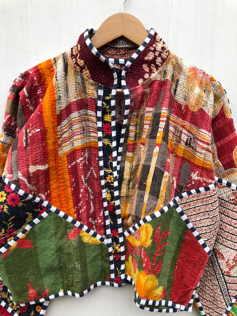 Veelkleurig patchwork-quiltjack, damesjack in vrije maat afbeelding 2