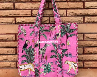 Small Reversible Quilted Tote - Pink Garden – Pink Chicken