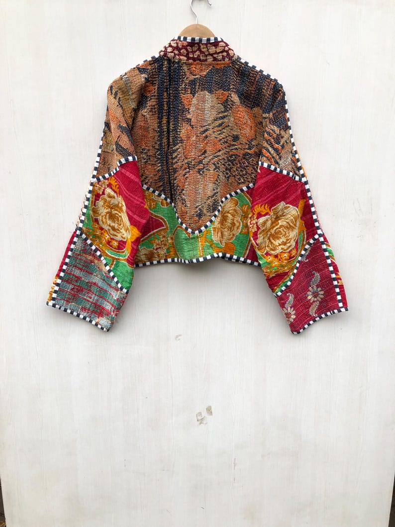 Veelkleurig patchwork-quiltjack, damesjack in vrije maat afbeelding 9