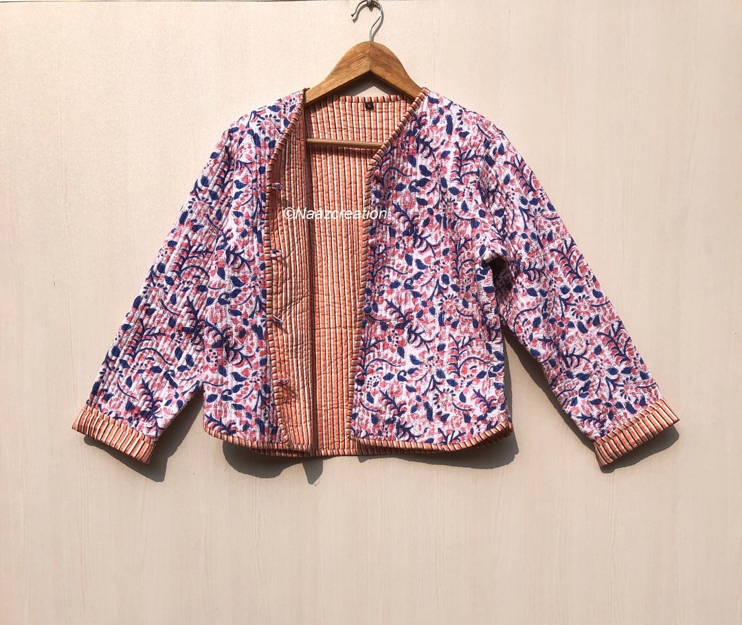 Veste matelass?�e en coton pour femmes, imprim?�e en bloc, style boh?�me, vestes matelass?�es faites 