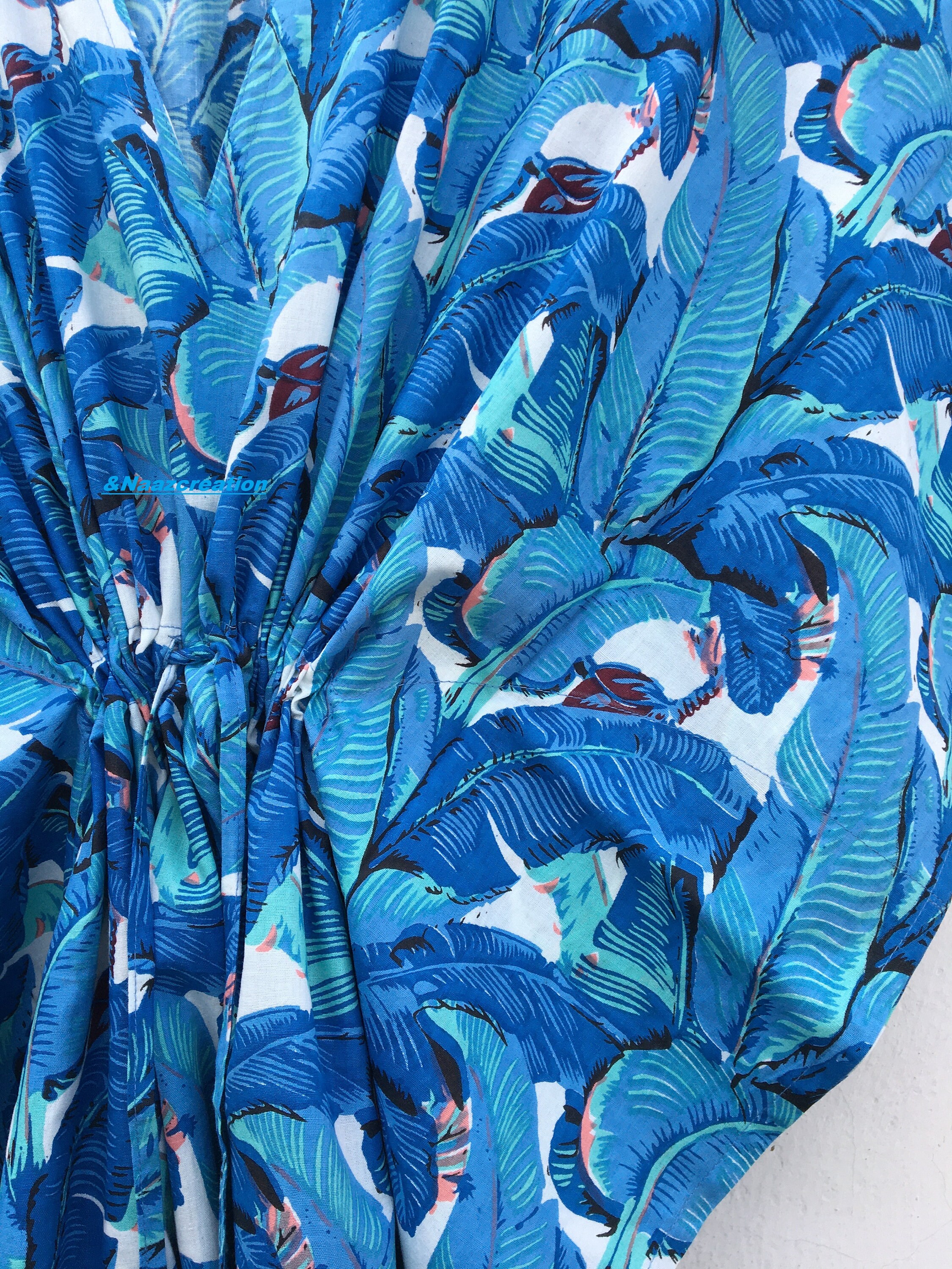 Kaftan De Algodón Largo, Kaftan Con Estampado De Jaipuri, Bata De Kaftan Con Estampado De Bloque De Kimono, Vestido De Playa De Stich De Algodón, Vestido De Noche De Mujer Maxi Vestido