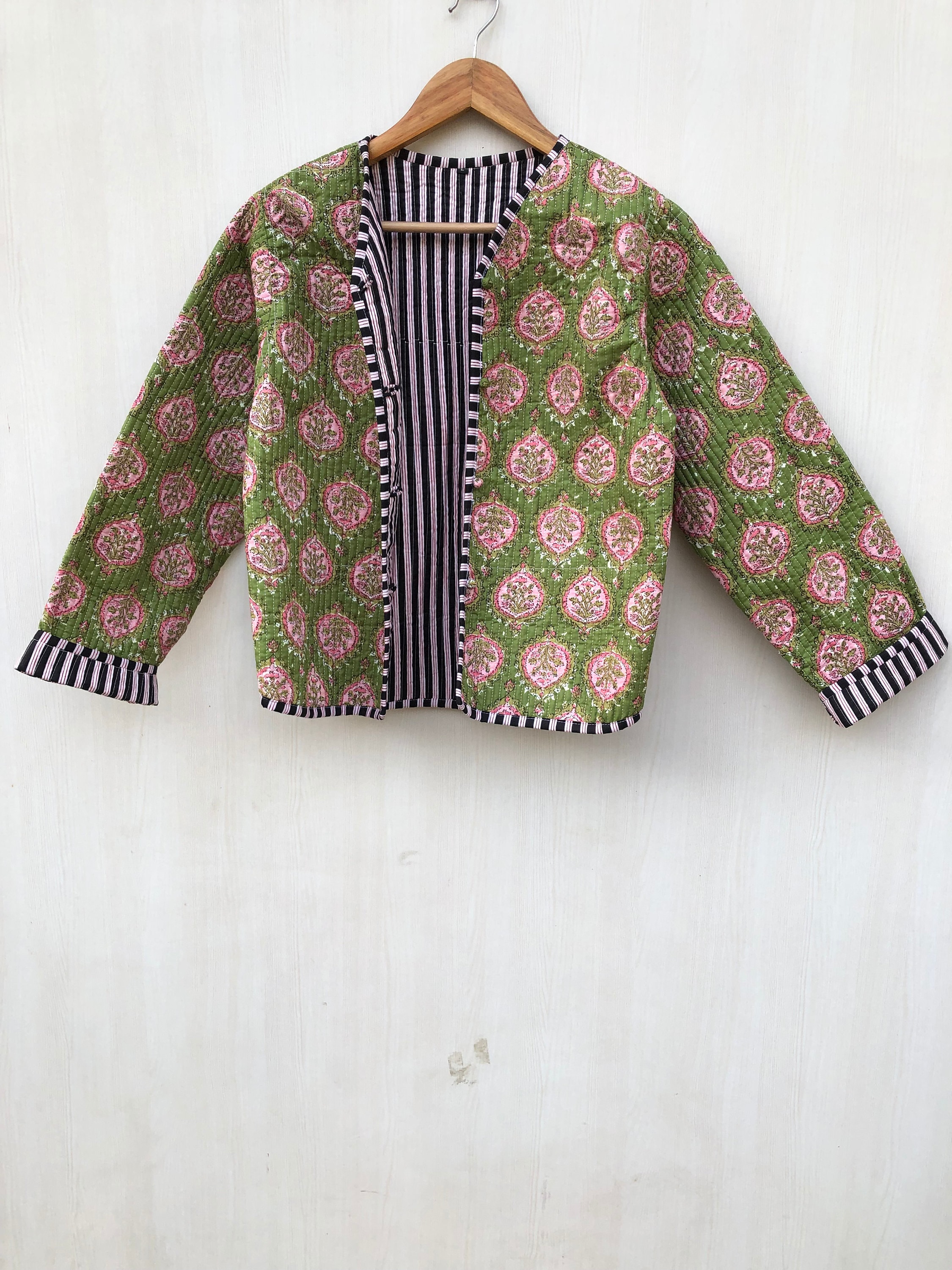 Hand Block Print Quilted Jacket: Short Kimono Style Coat - Etsy