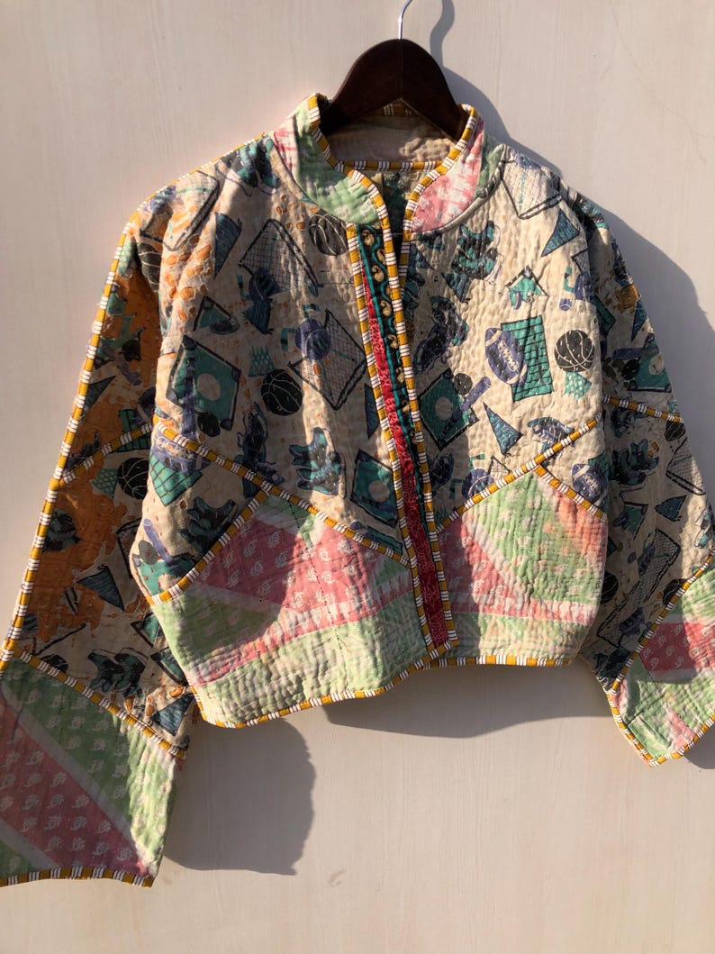 Indian Kantha Quilt Multi Colored Jacket, Women’s Free Size Jacket - Etsy