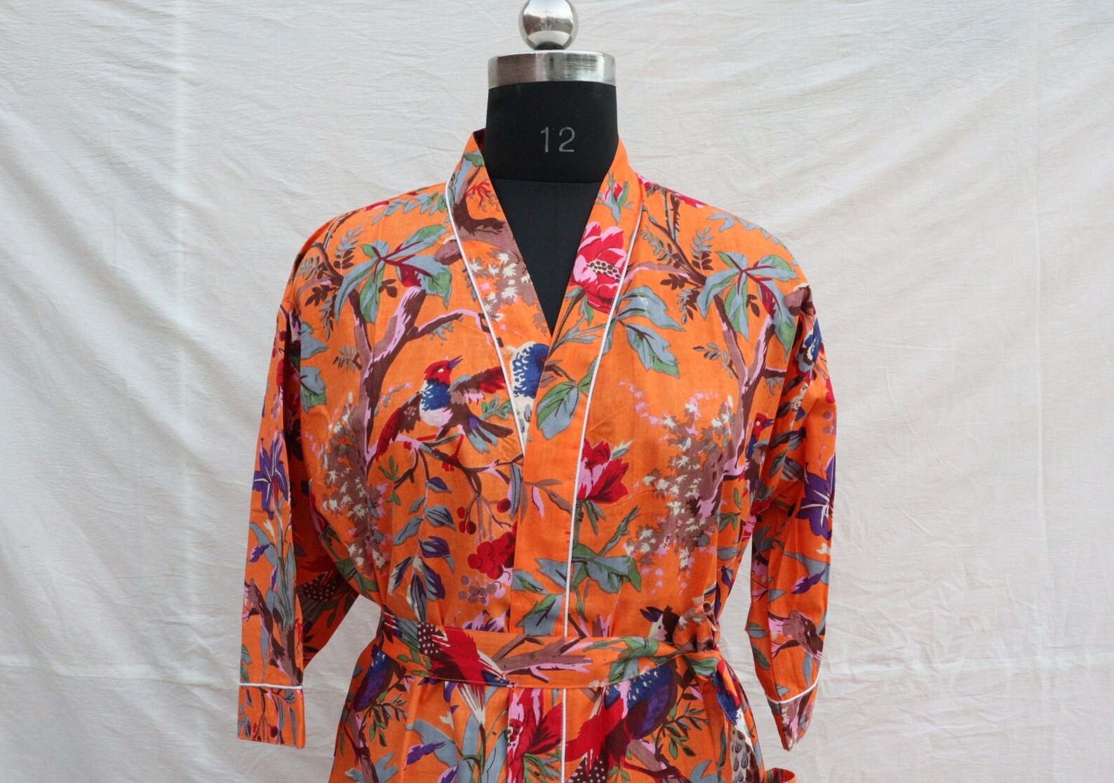 Ladies Bird Print Robe Summer Clothing Hand Printed Kimono | Etsy