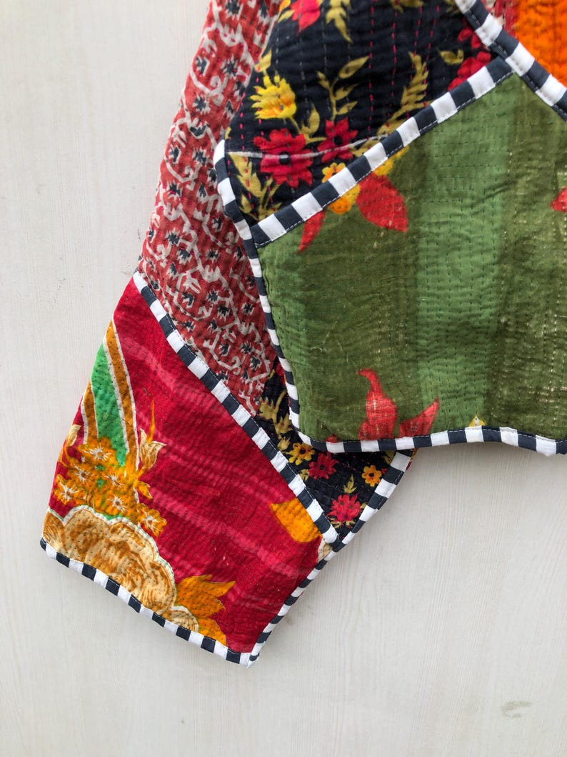 Veelkleurig patchwork-quiltjack, damesjack in vrije maat afbeelding 4