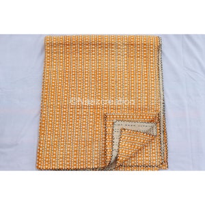 Couette indienne kantha faite main : jeté de couvre-lit en coton queen-size