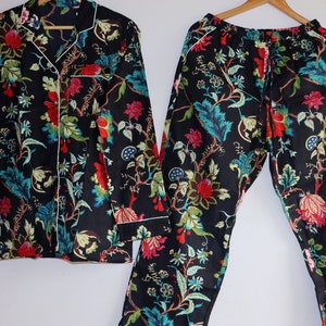 Hand Block Print Cotton Pajama Set: Floral Indian Night Suit