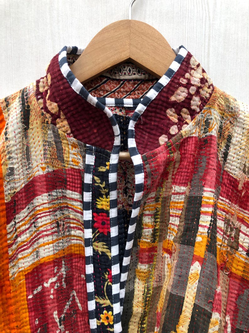 Veelkleurig patchwork-quiltjack, damesjack in vrije maat afbeelding 3
