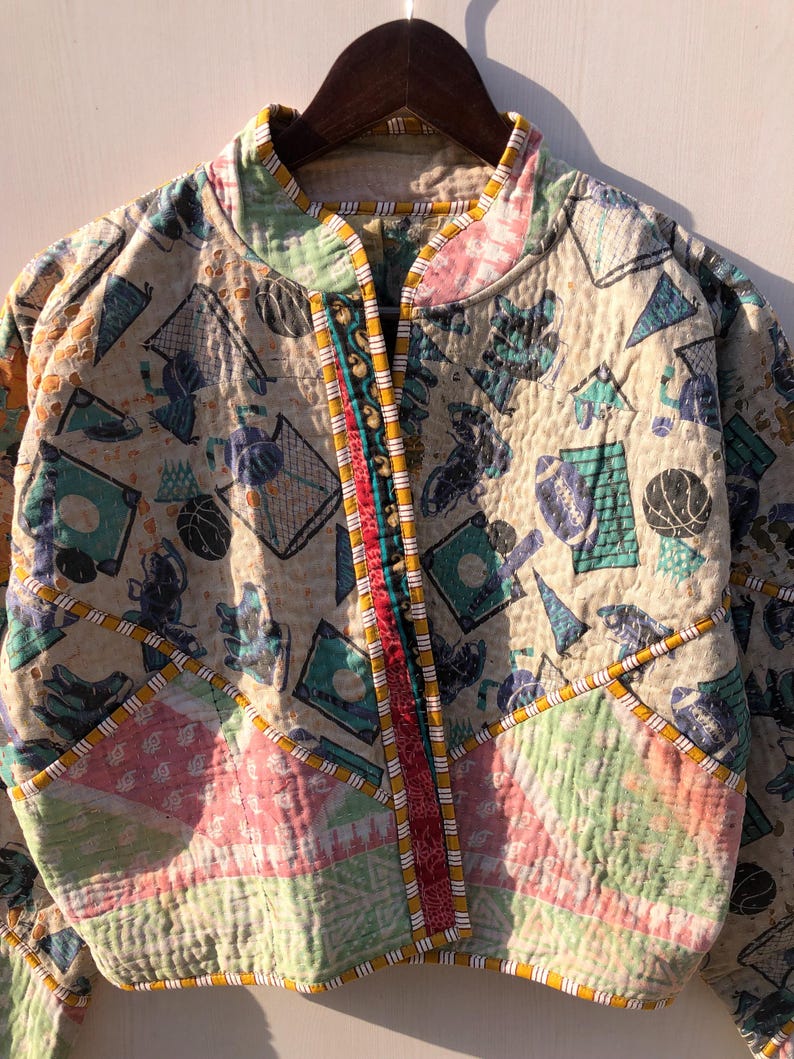 Indian Kantha Quilt Multi Colored Jacket, Women’s Free Size Jacket - Etsy