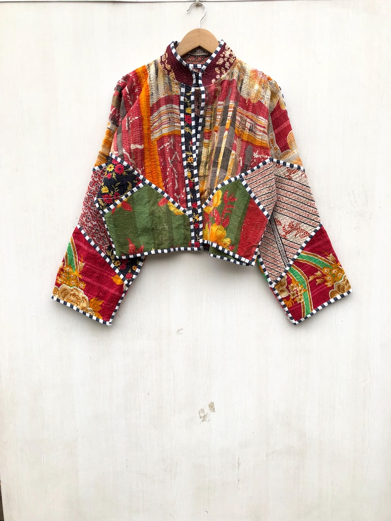 Veelkleurig patchwork-quiltjack, damesjack in vrije maat afbeelding 1
