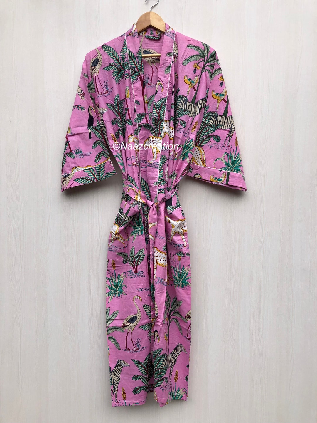 Shimpan Robe Cotton Kimono Robe: Wild Animal Print Bath Robe - Etsy