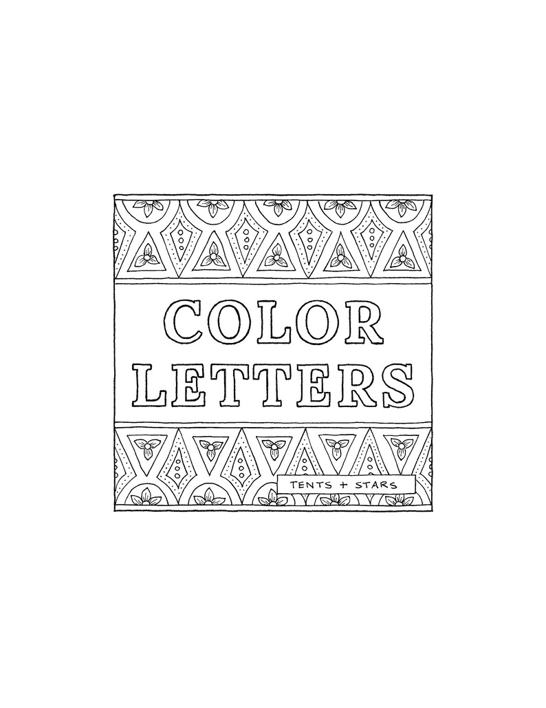 Alphabet Coloring Book, Instant PDF Download, Coloring Pages, Hand