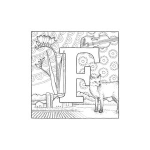 F Coloring Letter | Instant PDF Download | Letter Art | Adult Coloring Page | Initial Coloring Page 8.5x11" | Monogram Art