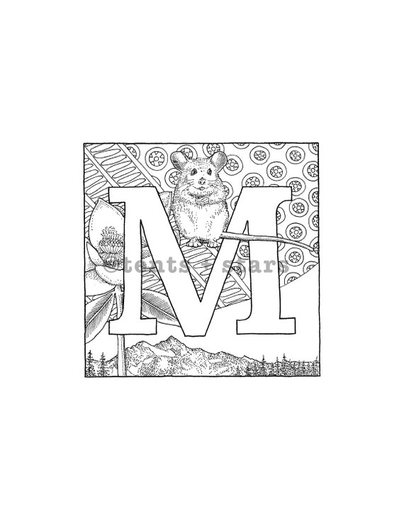 Download M Coloring Letter Instant Pdf Download Letter Art Adult Etsy
