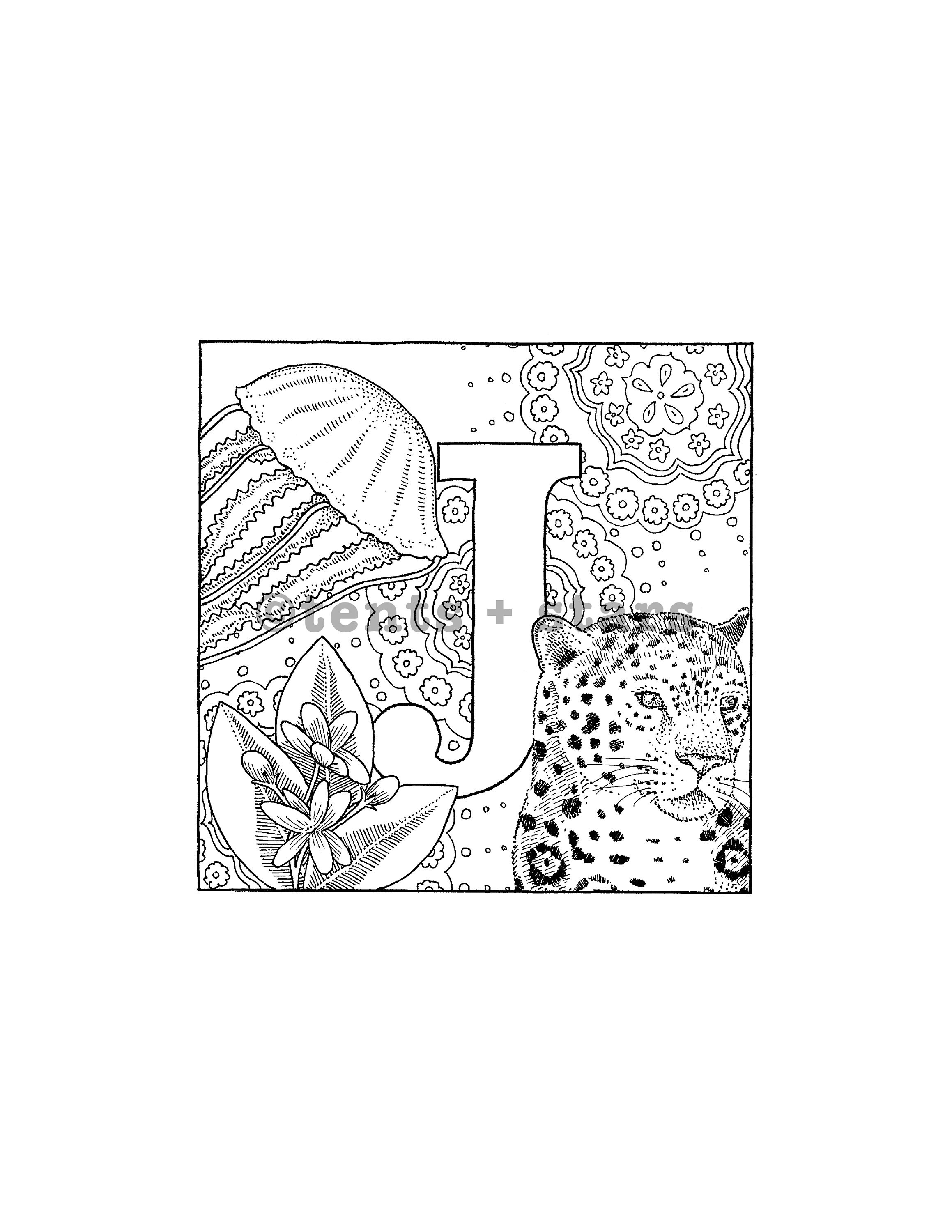 Download J Coloring Letter Instant Pdf Download Letter Art Adult Etsy