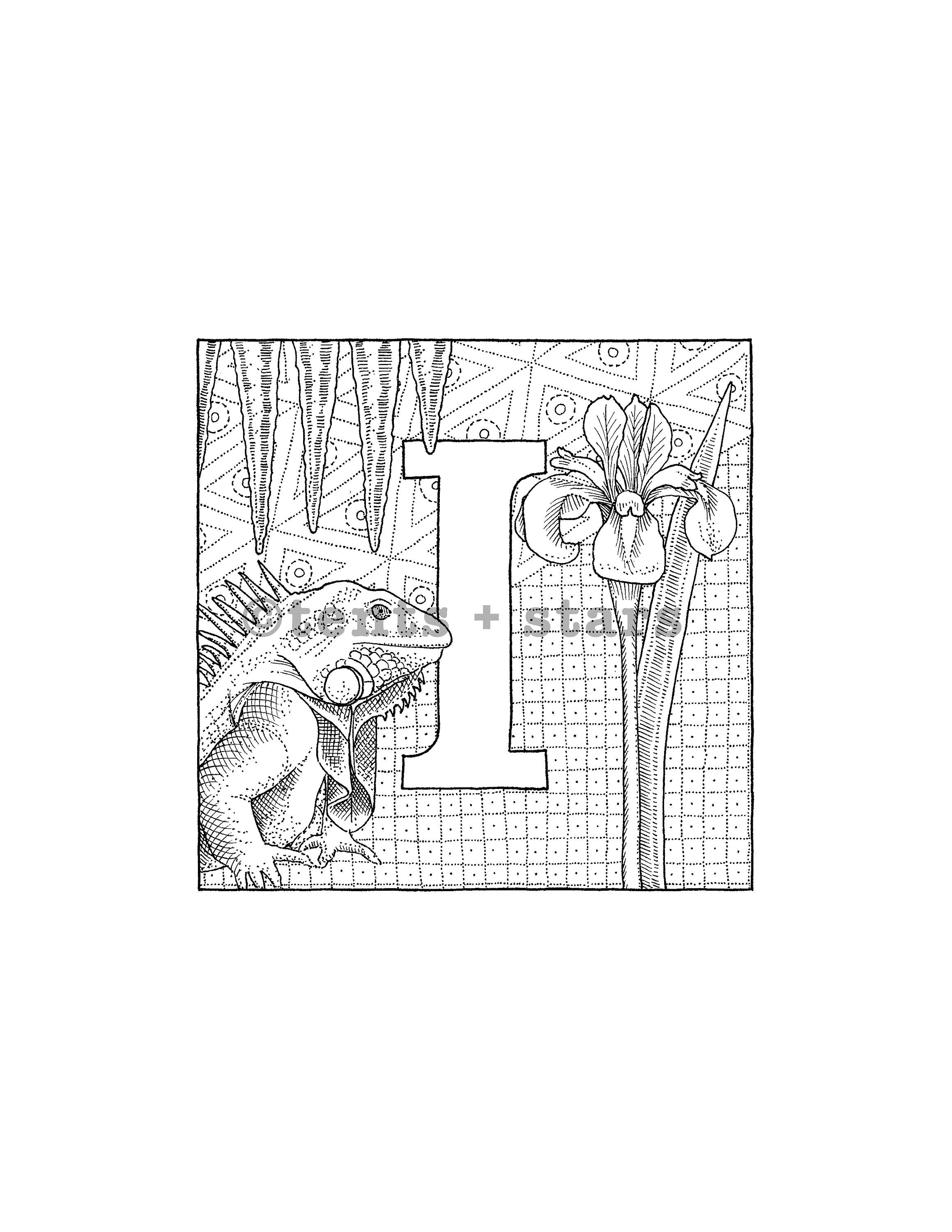 I Coloring Letter Instant PDF Download Letter Art Adult | Etsy