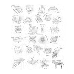 Animal Alphabet Print | Digital Download | Nursery Art | Printable Art | 8x10