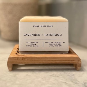 Lavender & Patchouli Soap Bar, Non-toxic, Simple Ingredients. Vegan, Plastic Free