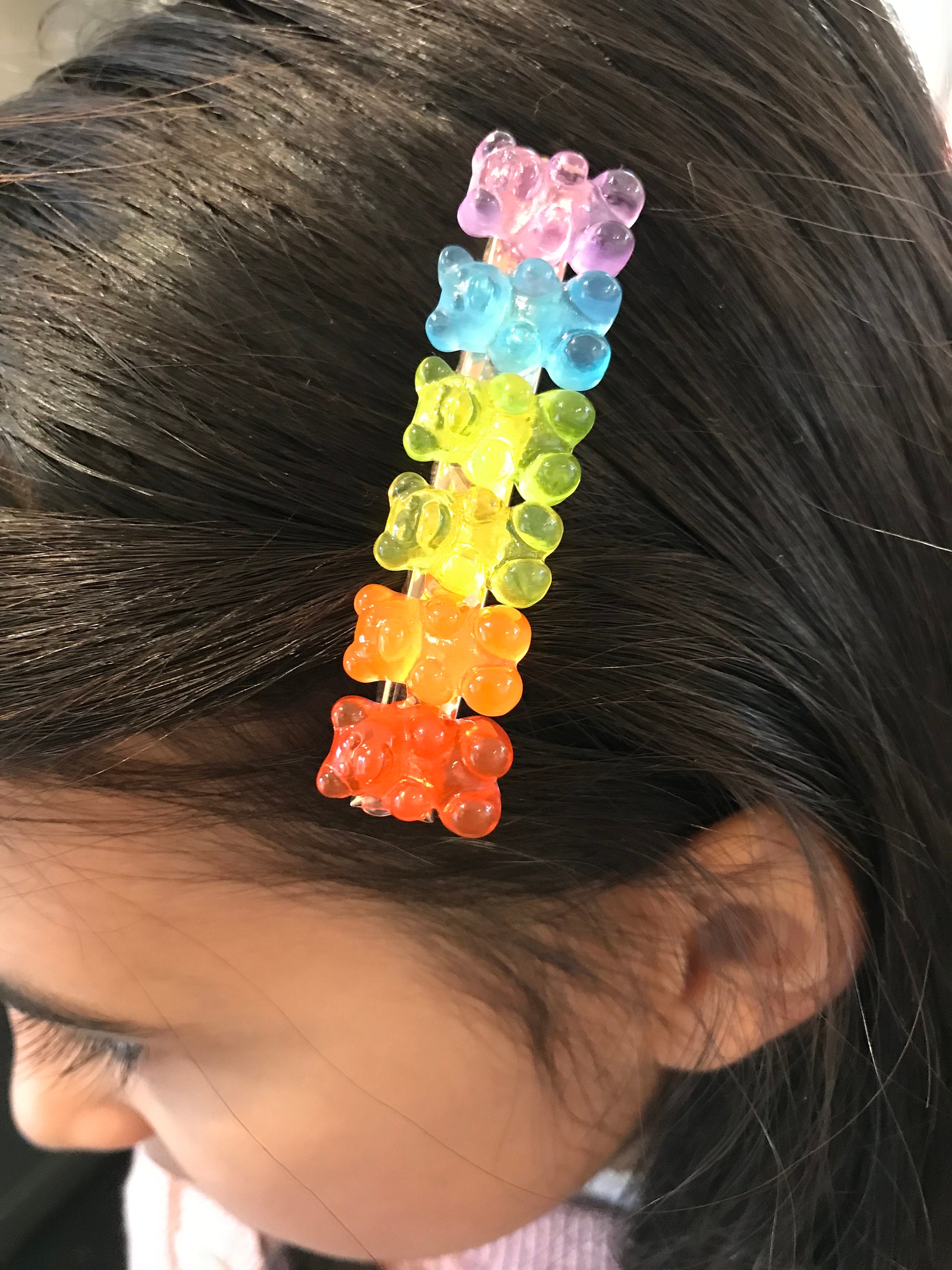 Rainbow Resin Gummy Bear Hair Clip Etsy