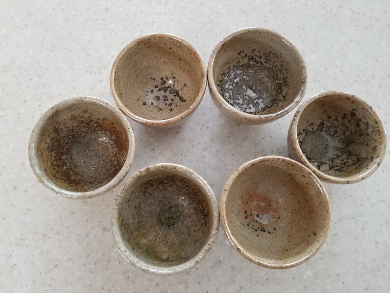 Six Small Handmade Ceramic BowlsTeacups