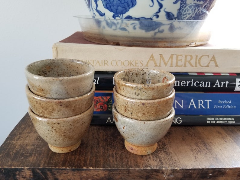 Six Small Handmade Ceramic BowlsTeacups