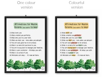 Affirmations for muslim kids children to hear growth mindset poster positive cards eid gifts daily