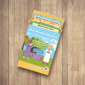 Pack de 25 cartes mnémotechniques islamiques de pleine conscience pour enfants/enfants : calme, positivité, concentration