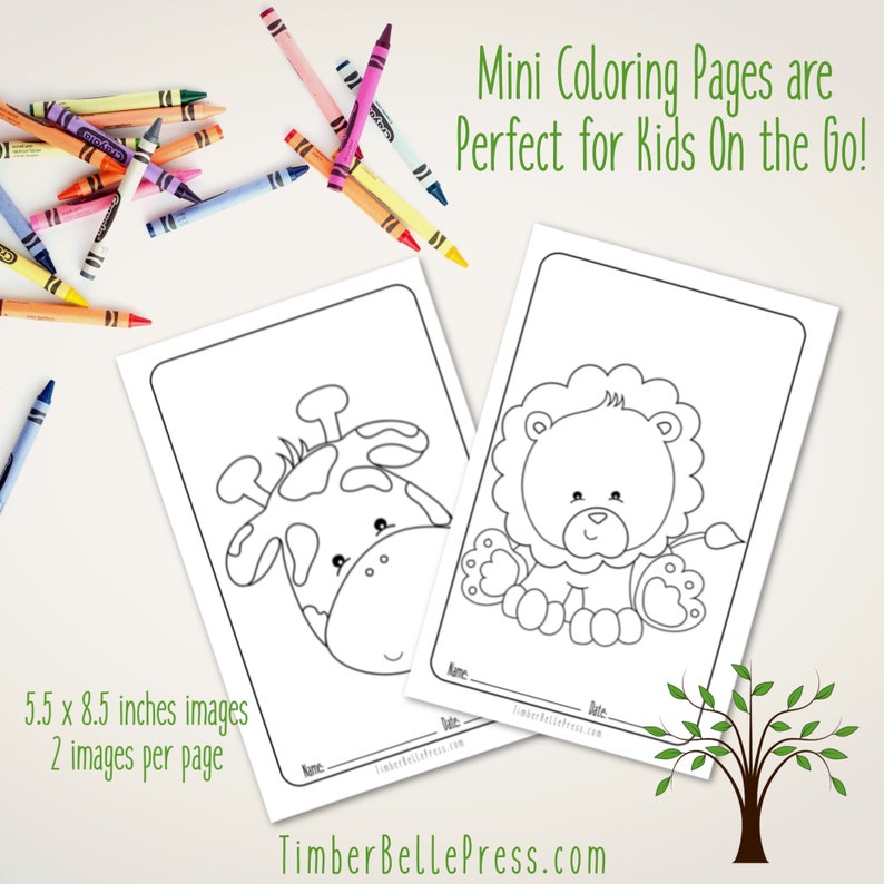 Download Cute Zoo Animals Printable Mini Coloring Pages for Kids | Etsy