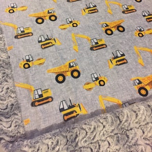 Truck Minky Blanket, Dump Truck, Digger, Cuddle Blanket, Construction Truck, Designer Minky, Baby Boy Blanket, Crib Blanket, Nursery Bedding