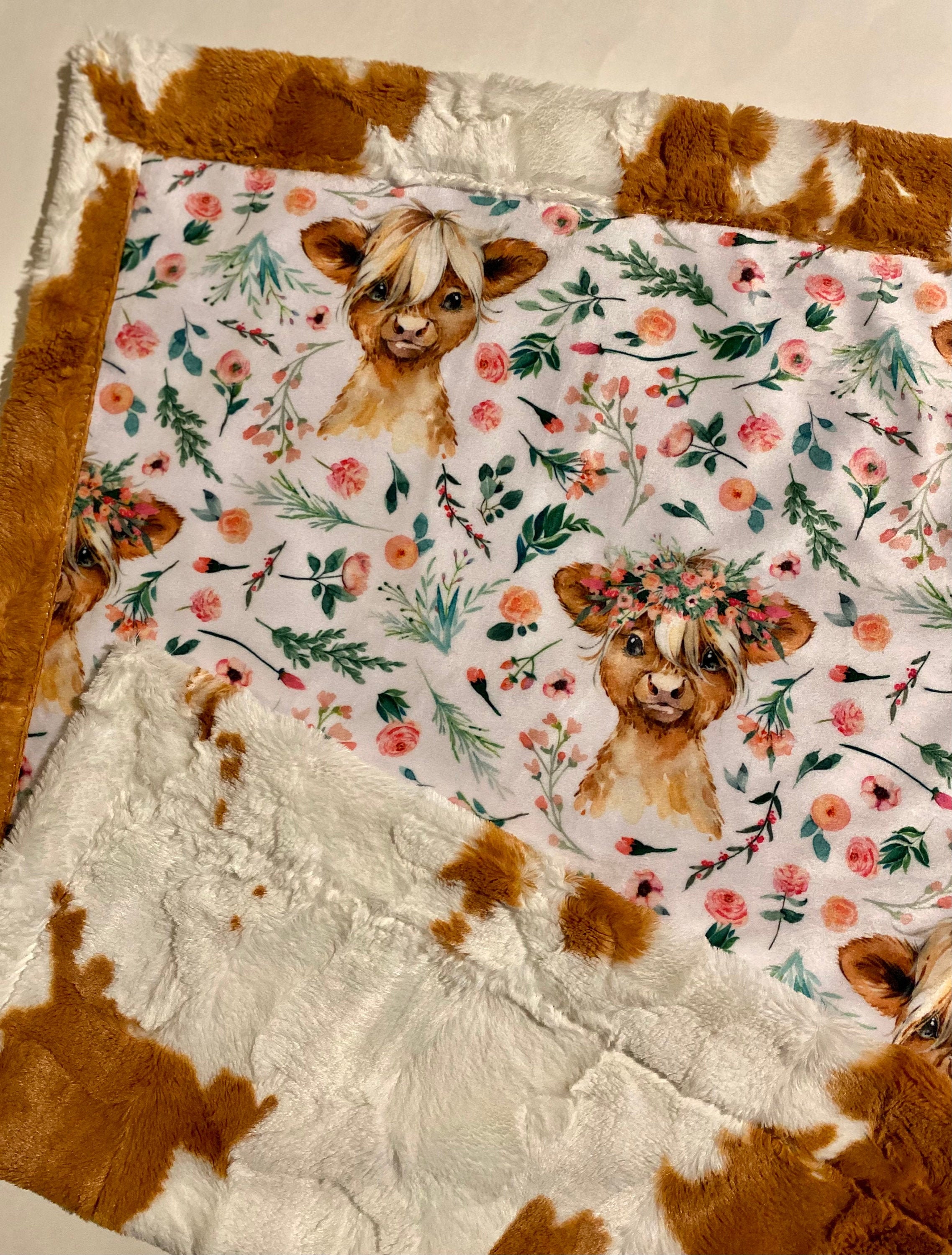 Calf Minky Blanket Baby Cow Cuddle Blanket Farm Bedding Etsy