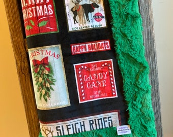 Christmas Signs Minky Blanket, Christmas Minky Blanket, Holiday Minky Blanket, Cuddle Blanket, Child Minky Blanket, Baby Blanket