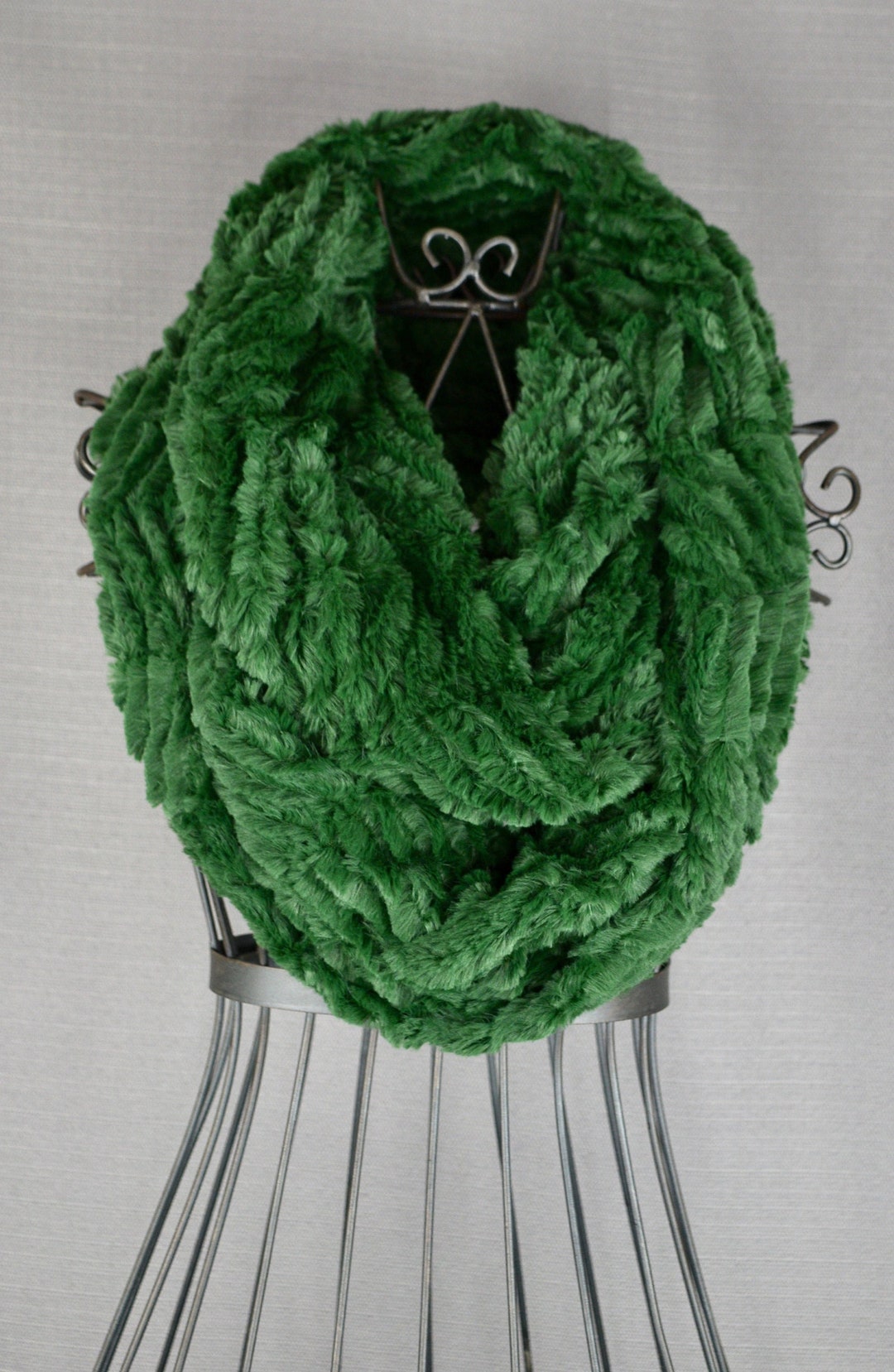 Minky Scarf, Faux Fur Scarf, Infinity Scarf, Evergreen Ziggy Minky