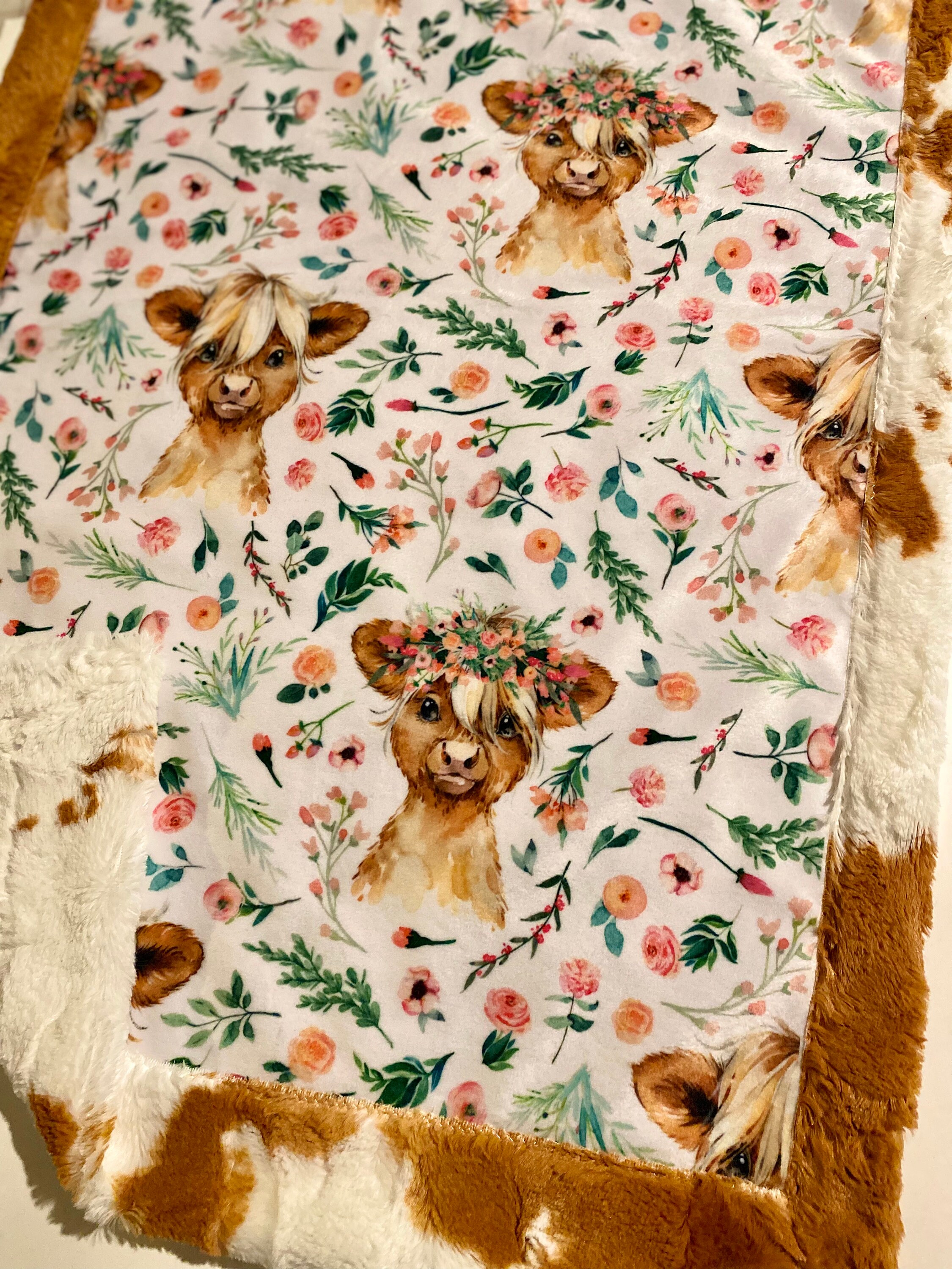 Calf Minky Blanket Baby Cow Cuddle Blanket Farm Bedding Etsy