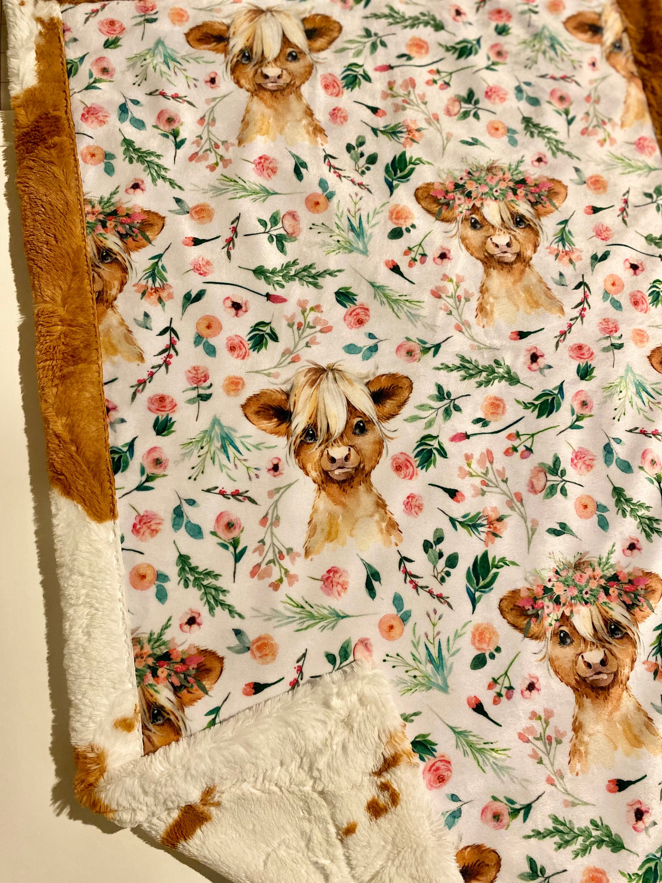 Calf Minky Blanket Baby Cow Cuddle Blanket Farm Bedding Etsy