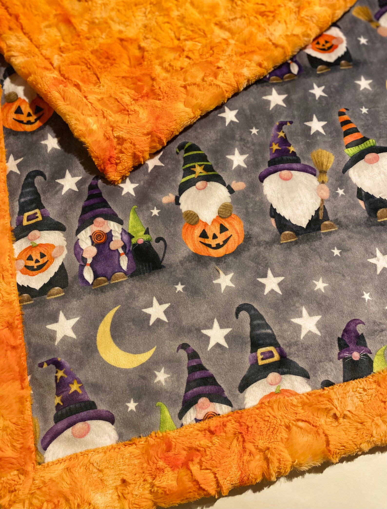 Halloween Gnomes Minky Blanket Halloween Minky Blanket Etsy België