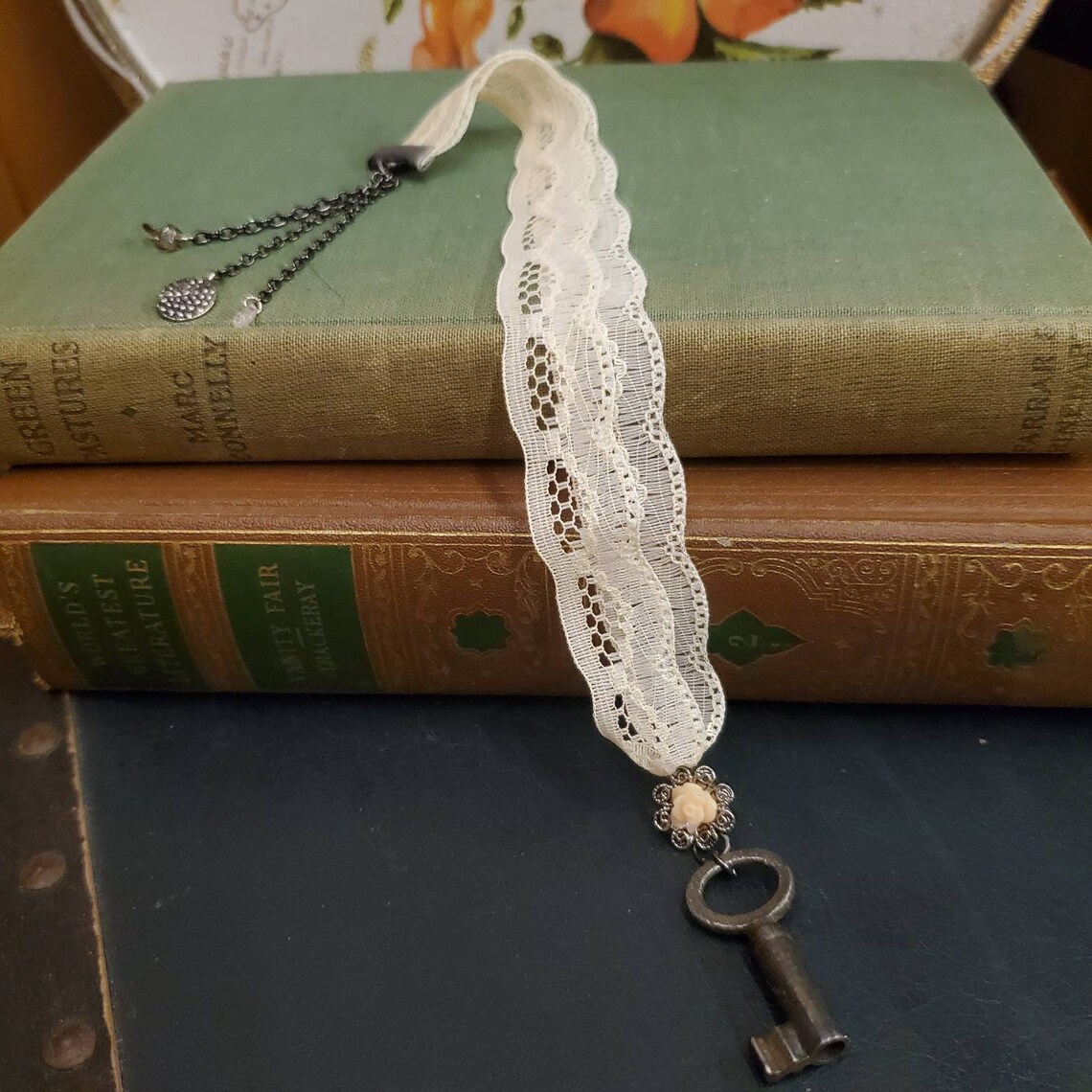Antique Key Bookmark Floral Lace Bookmark Etsy
