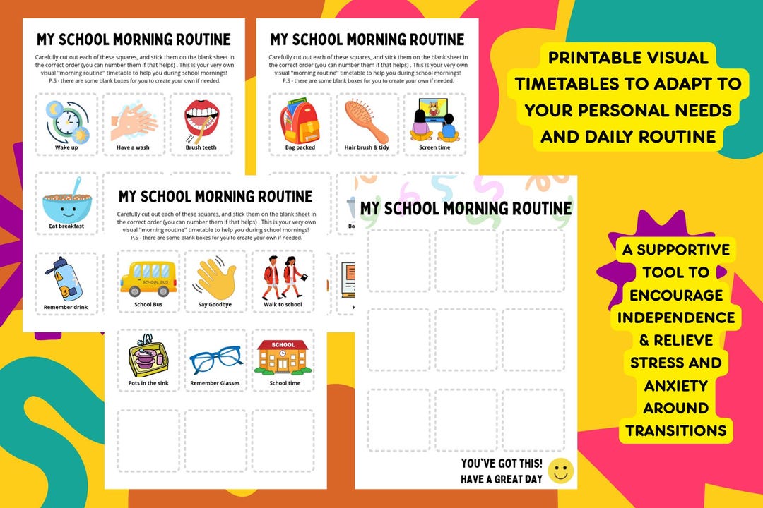 Visual School Morning Routine Timetable - Digital File for Child to ...