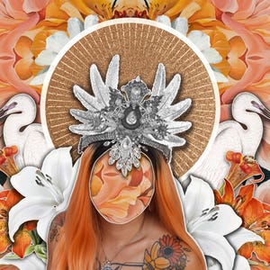 Silver Crystal Wicca - Valkyrie Witch Fairy Wing Diamond Feather Mermaid Flower Crown -  Festival Headpiece