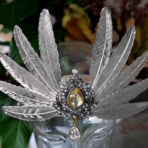 Autumn Sunset Valkyrie Witch Fairy Wing Crystal Diamond Feather Mermaid Flower Crown -  Festival Headpiece (Silver Copper Baroque)