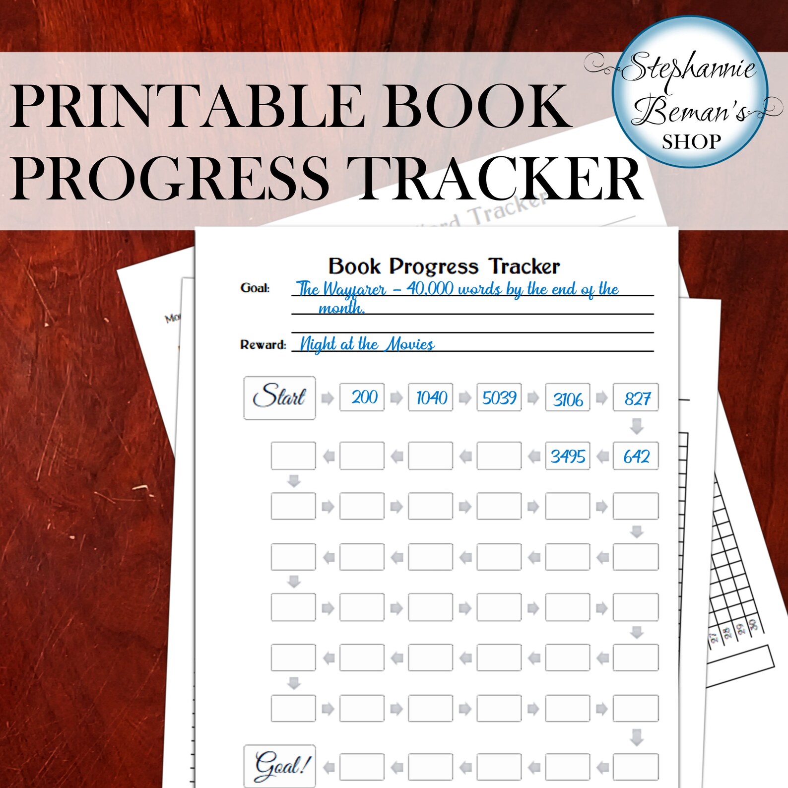 PRINTABLE Monthly Writing Tracker Bundle Book Progress Word - Etsy
